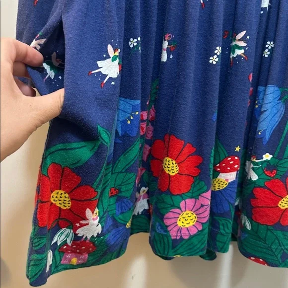 Mini Boden Dark Blue Dress with Colorful Fairy 🧚‍♀️ & Floral Design Size 5-6 Y - Picture 7 of 10